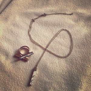 Gold Marble Necklace & Ring Set